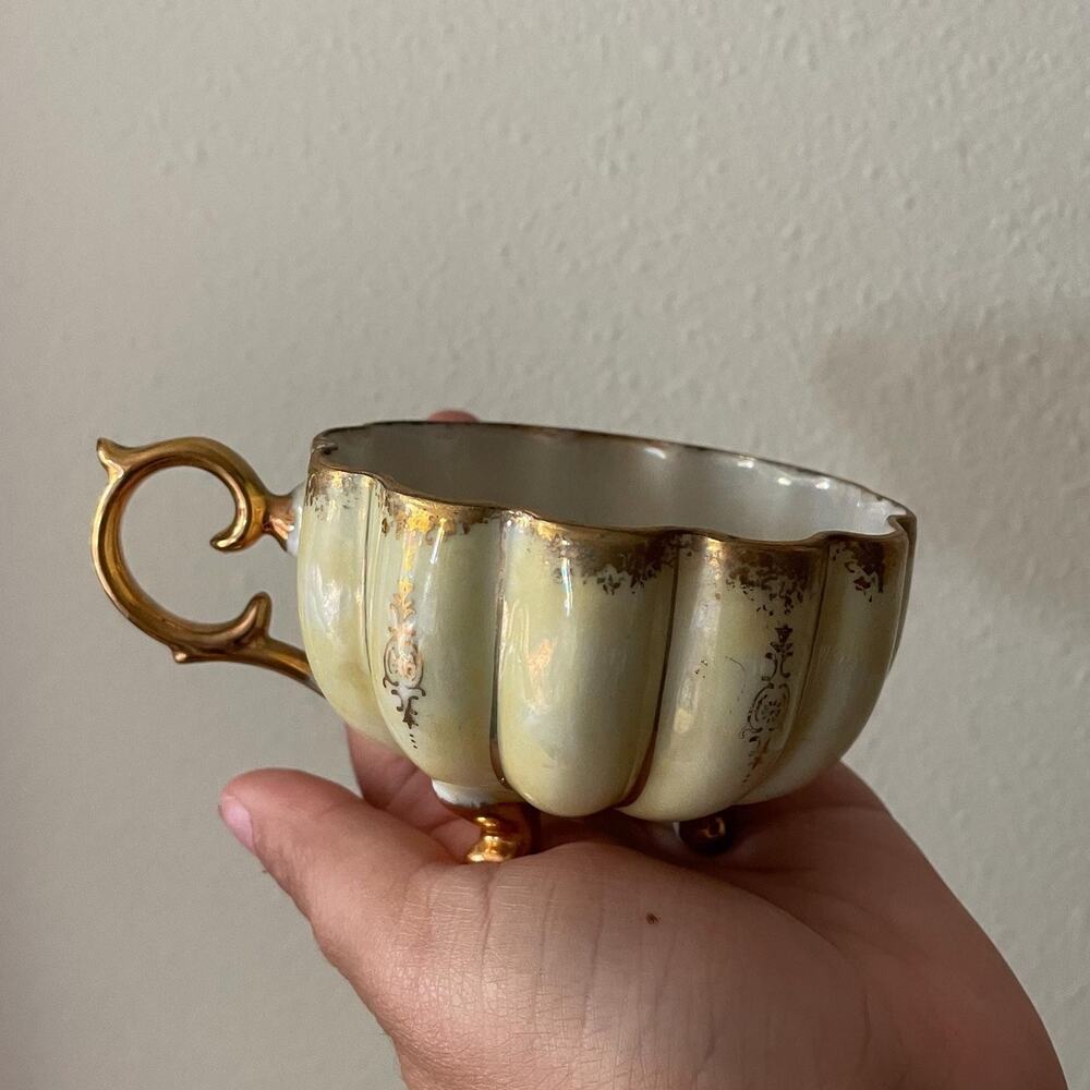 Vintage Yellow & Gold footed teacup | royalcore coquette tea party
